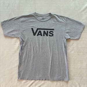 Men's Medium Gray and Black Vans Big Logo Graphic Tee Shirt